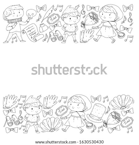 Illustration of a Children's Performing on Stage. Theatre with kids