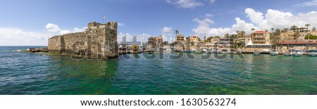 Byblos, Lebanon - one of the oldest continuously inhabited cities in the world, and UNESCO World Heritage Site, the Old Town of Byblos displays a wonderful harbour, once used by Romans and Phoenicians Royalty-Free Stock Photo #1630563274