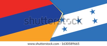 Armenia and Honduras flags, two vector flags symbol of relationship or confrontation.