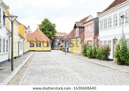 HC Andersen house in Old town Odense Danmark. HC Andersen was born in this house.   Royalty-Free Stock Photo #1630608640