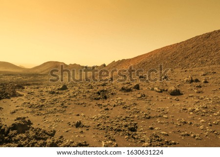Landscape on planet Mars , desert and mountains on red planet , Editing in image software
