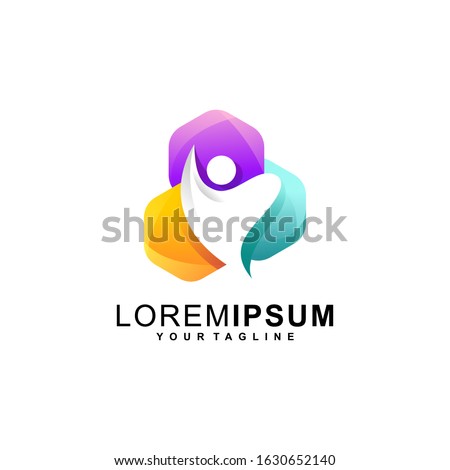 awesome people logo gradient vector premium
