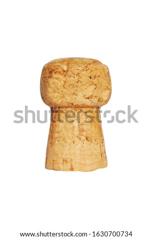 yellow cork bung from wine bottle isolated on white background for design Royalty-Free Stock Photo #1630700734