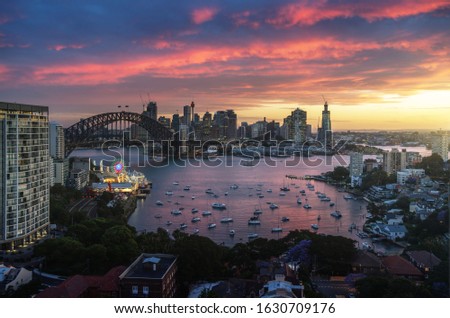 sunset,  Sydney harbor, New South Wales, Australia