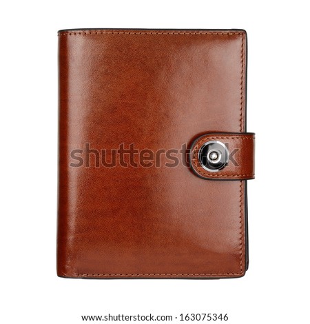 Leather wallet isolated on white background Royalty-Free Stock Photo #163075346