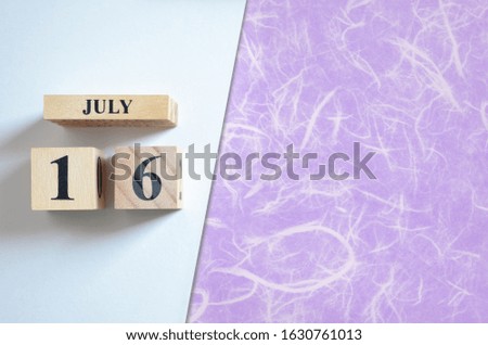 July 16, Empty white - violet background.