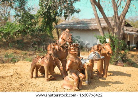 A picture of toys from tribal culture of India.