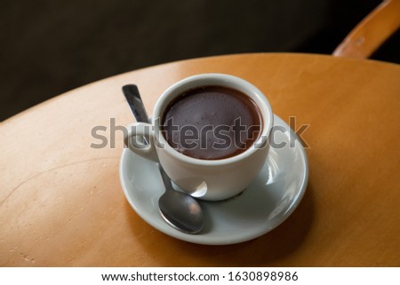 cup of chocolate on a coffee shop table