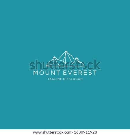 simple vector line art mountain landscape logo
