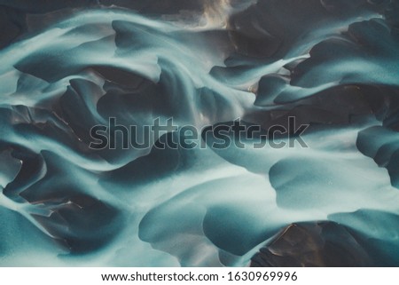 Aerial photograph of a glacial river system in the South of Iceland.