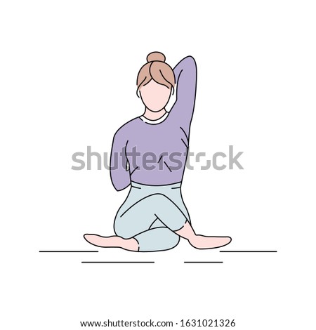 Gomukhasana cow head pose color line icon. Stretches the ankles, hips and thighs, shoulders, armpits and triceps and chest. Pictogram for web page, mobile app, promo. Editable stroke.