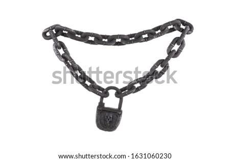 ancient chain for slaves isolated on white background