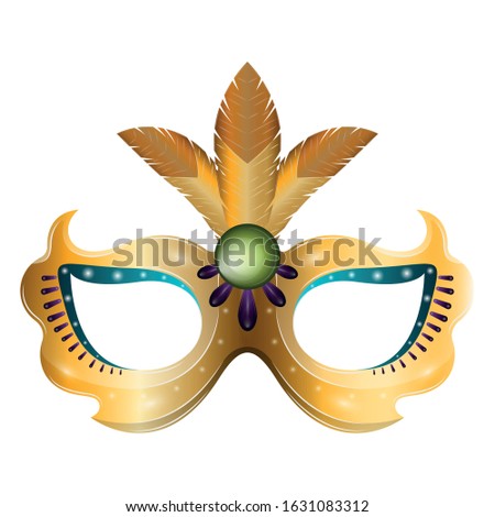Isolated golden carnival mask. Mardi gras - Vector