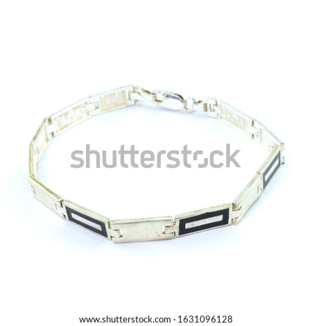 Silver bracelet on a white background