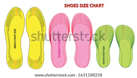 set of shoes chart size or socks chart size or measurement foot chart concept. Eps 10 vector