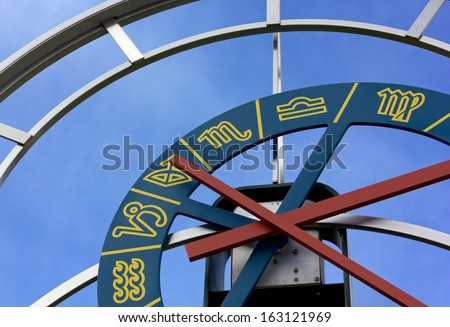 Close-up on Zodiacal Clock in Pesariis, Italy