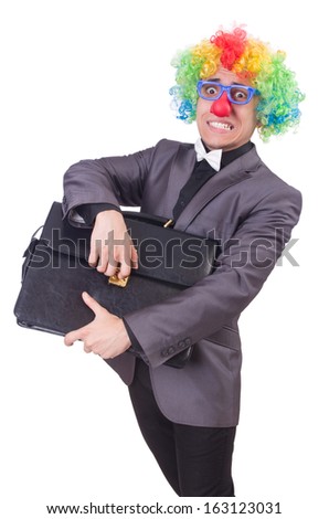 Clown businessman isolated on white