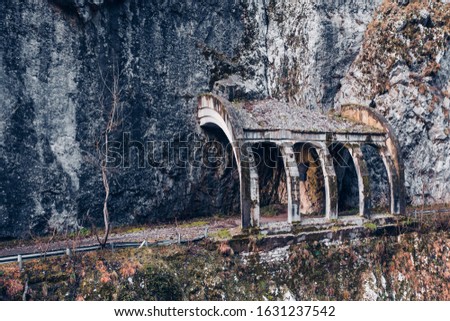 Abandoned tunnel. The old road connecting the city of Adler with the village of Krasnaya Polyana.