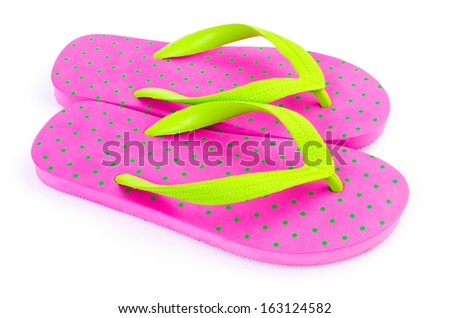 Slippers flip flops on isolated white background