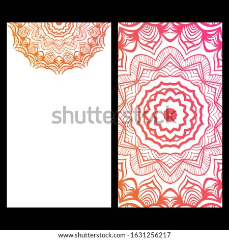 Templates for Greeting and Business cards.  Illustration. Oriental Pattern with. Mandala. Wedding invitation.