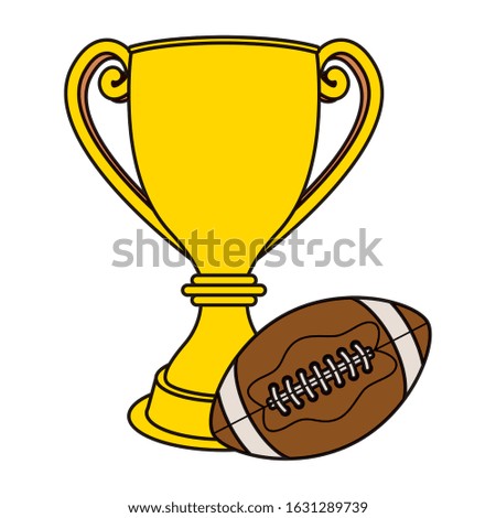 american football sport balloon with trophy cup vector illustration design