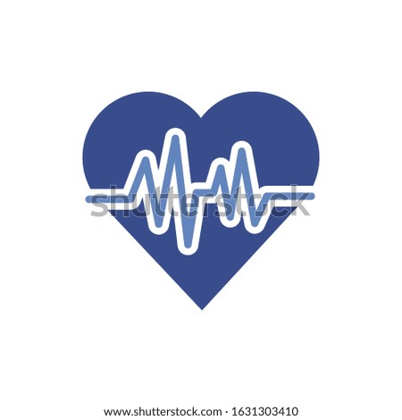 medical heart cardiology pulse flat icon vector illustration design