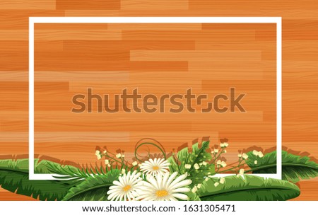 Frame template design with white flowers on board illustration