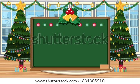 Board template with christmas trees in the room background illustration
