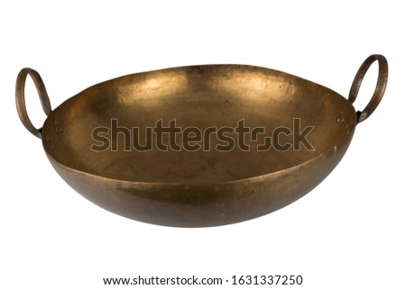 Brass pan isolated  on white background thai. Royalty-Free Stock Photo #1631337250