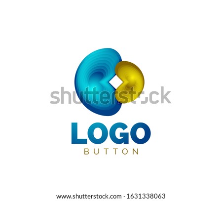 Abstract round shape logo template. Minimal geometrical design, 3d geometric bold symbol in relief style with color blend steps effect. Vector Illustration For Wallpaper, Banner, Background, Card