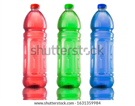 Bottles with three basic screen colors RGB