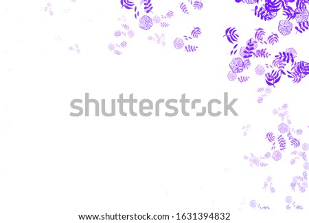 Light Purple vector doodle background with leaves, flowers. Glitter abstract illustration with leaves and flowers. New design for your business.