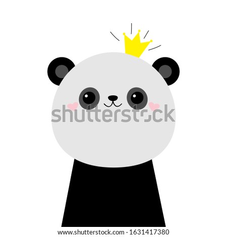 Panda bear face head icon. Cute kawaii animal. Golden crown. Cute cartoon funny baby character. Kids print for poster, t-shirt. Love. Scandinavian style. Flat design. White background. Vector