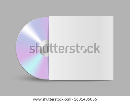 CD or DVD compact disc. Realistic vector compact disk. The CD-DVD compact disc and white empty paper case template with shadow on transparent background