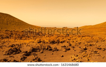 Landscape on planet Mars , desert and mountains on red planet ,Editing in image software