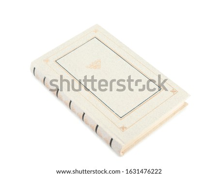 Open old hardcover book isolated on white