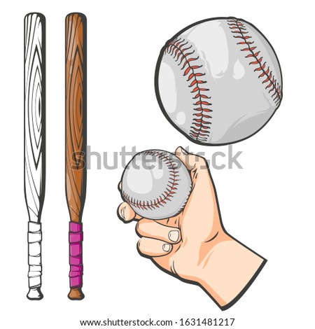 Vector set of baseball things, vector illustration object isolated on white background