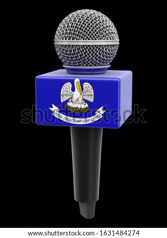 3d illustration. Microphone and Louisiana flag. Image with clipping path