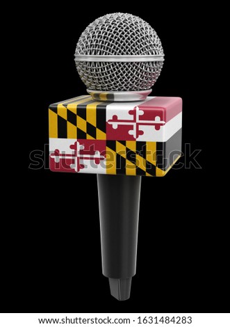 3d illustration. Microphone and Maryland flag. Image with clipping path