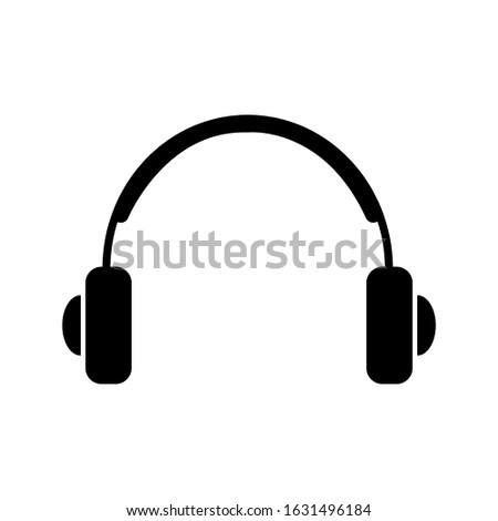 Headphone headset icon in flat style