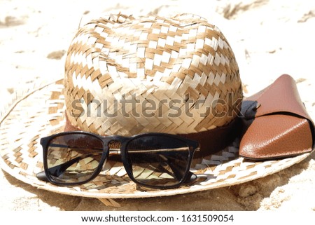 Sunglasses on the hat  Seaside area