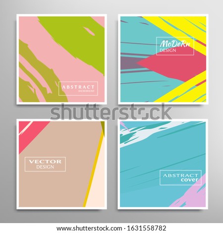 Abstract universal grunge art texture. Creative artistic backgrounds set with brush strokes. Vector template for card, invitation, voucher, certificate. Trendy design for tag, cover, fabric, brochure 