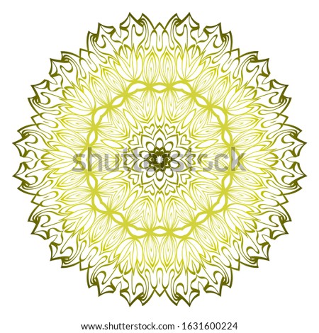 Beautiful Round Flower Mandala.  Illustration. Abstract. Green olive color.