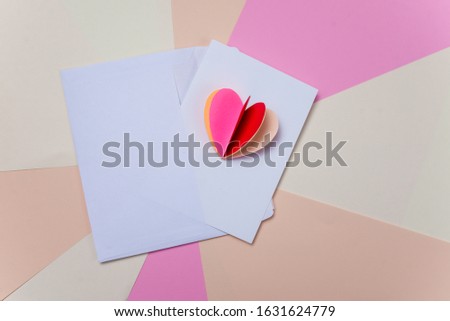 Paper craft step by step,  children greeting card with hearts . Handmade  gift
