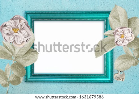 Beautiful romantic background with frame for decorations and flowers, mock up