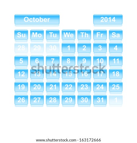 Monthly calendar for New Year 2014. October.