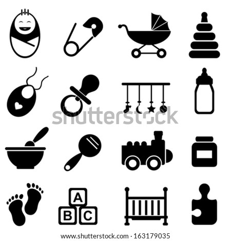 Baby, infant and birth icon set