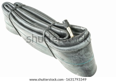 Inner tubes, motorbikes, motorcycles isolated on a white background