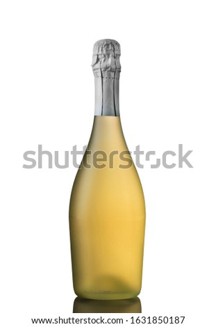 bright bottle with wine on a white background