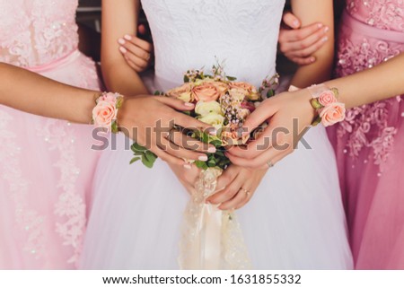 beautiful wedding bride's bouquet. vintage toned picture.